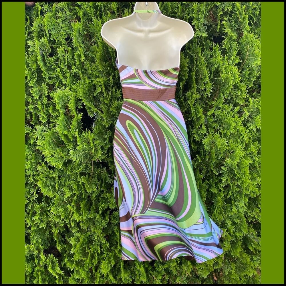 LAUNDRY BY SHELLI SEGAL SILK ABSTRACT DESIGN DRESS - Picture 2 of 9